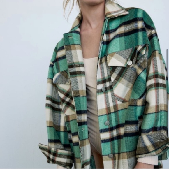 Zara Green Plaid Overshirt - Picture 3 of 8